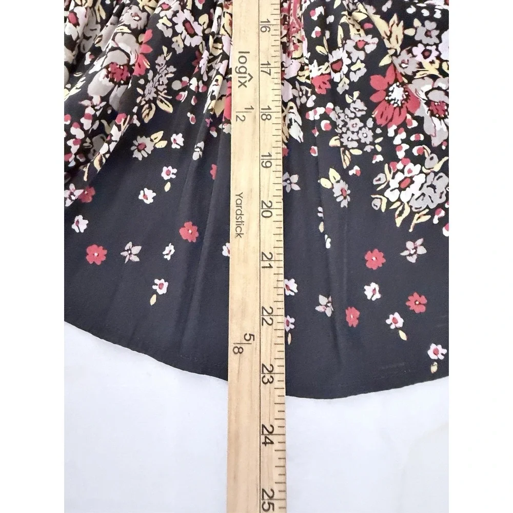 Free People Blouse Womans M Run Free Satin Tie Waist‎ Tunic Black Combo Boho